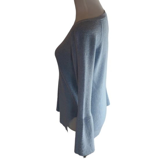 J.Crew Wool V-Neck Bell Sleeve Sweater Small Baby Blue Soft Knit Preowned - Picture 5 of 9